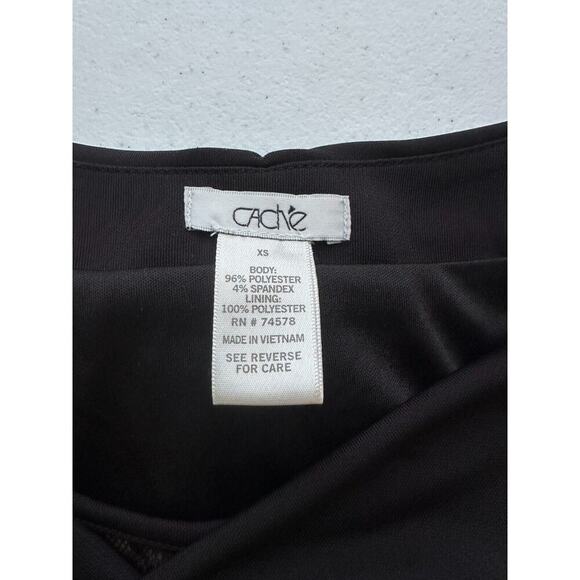 VTG Cache Black Top Layered Cowl Neck Flattering Ruched Sides Sz XS Y2K - Picture 7 of 9